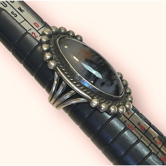 *Sunset In Forest* VTG Native American Sterling Silver Picture Agate Ring 3.25 - Picture 8 of 10